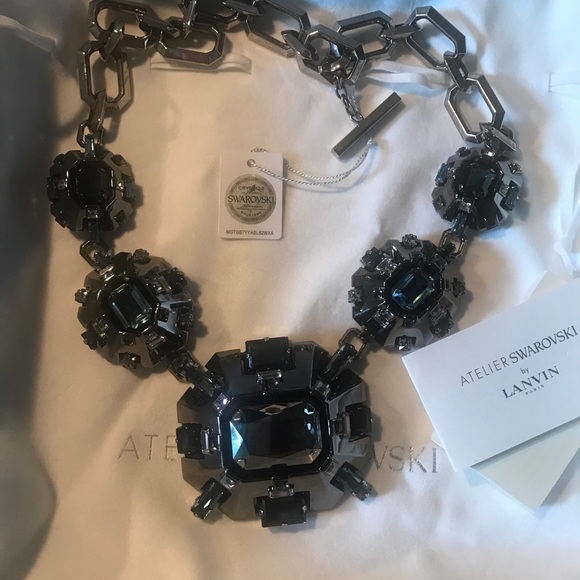 Exceptional LANVIN Atelier Swarovski XL  statement necklace W/ matching Earrings - Picture 7 of 9
